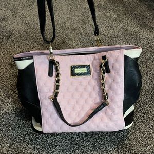 Betsey Johnson Purse Light Pink/Black/White